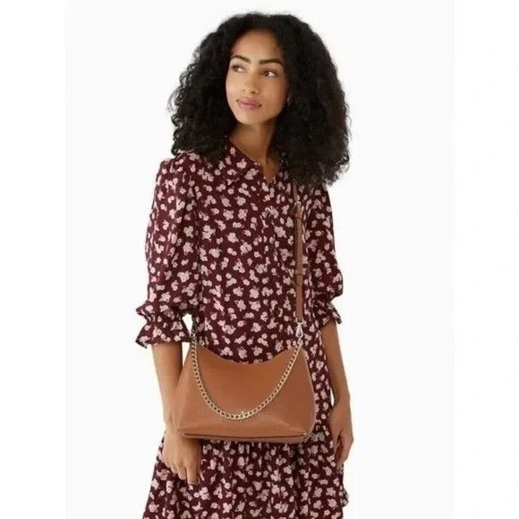 Kate Spade New York Brown Zippy Pebbled Leather Covertible Crossbody Handbag - Picture 2 of 9